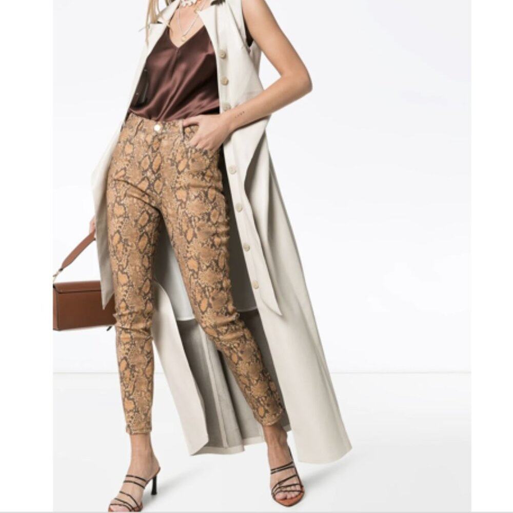 Frame Le High Skinny Crop Jeans in Coated Python Size 25